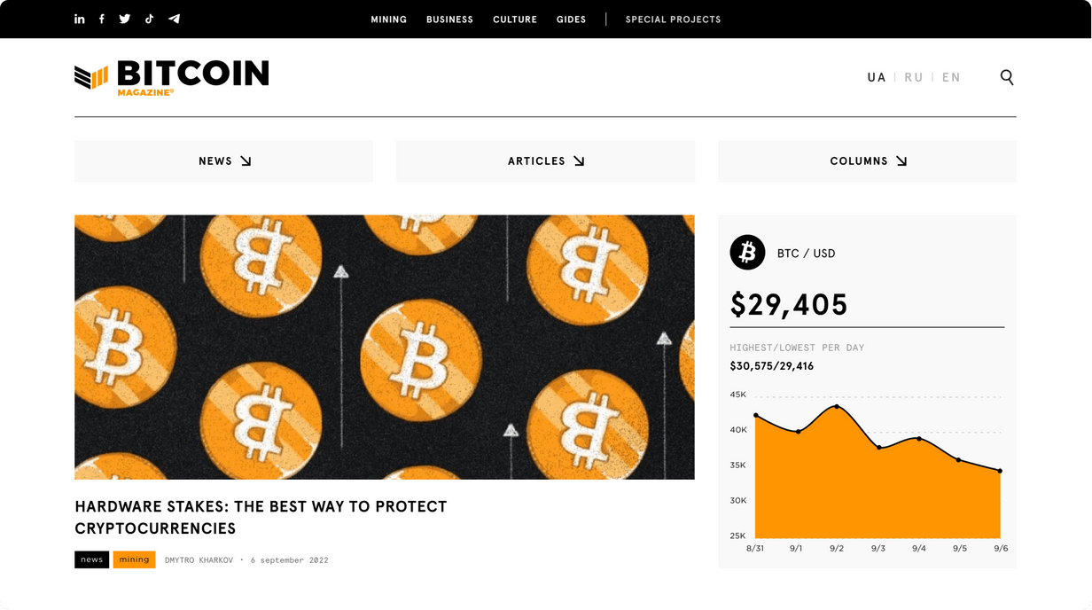 Bitcoin Magazine Case Main Screen