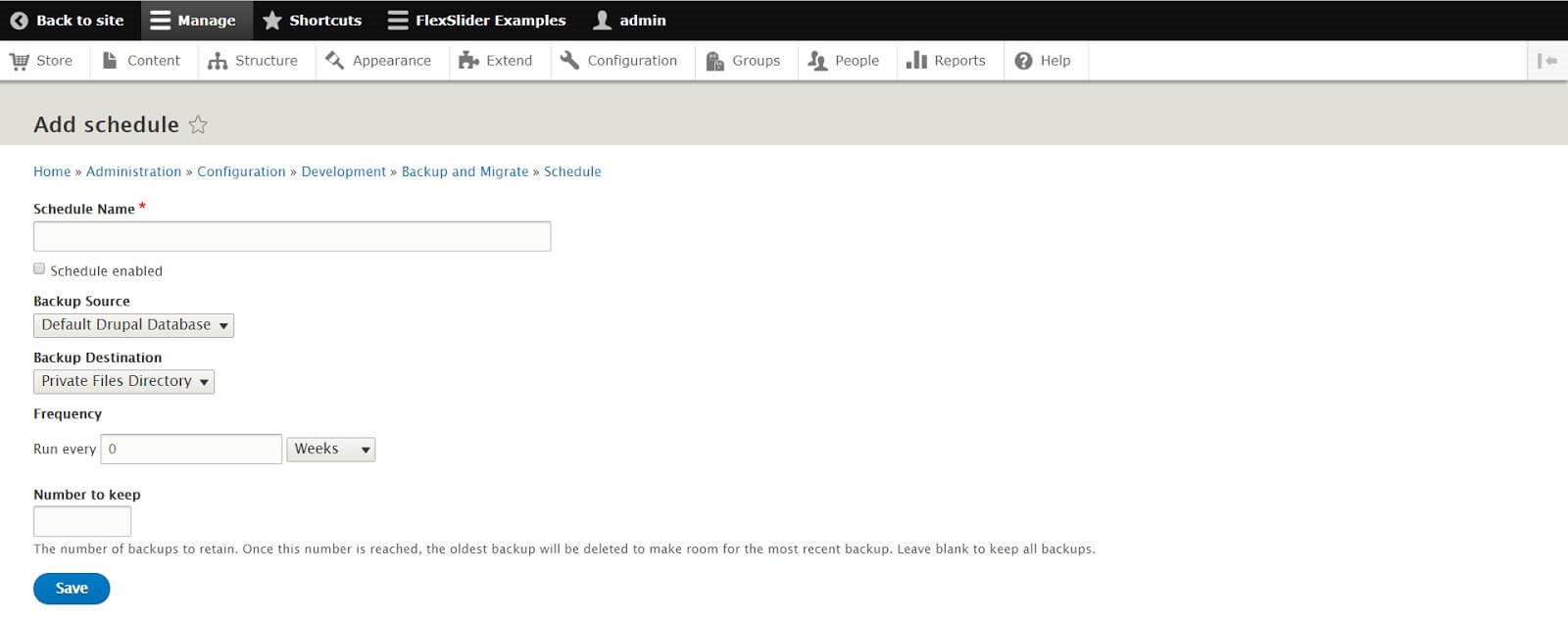 Drupal backup step 2